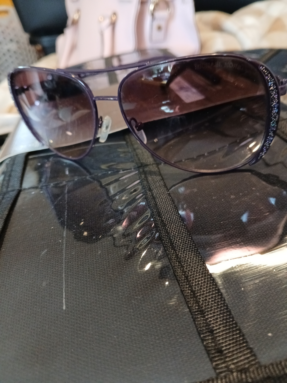 Michael Kors Purple Aviator Sunglasses with Gradient Lenses